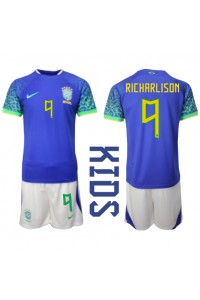 Brasil Richarlison #9 Babyklær Borte Fotballdrakt til barn VM 2022 Korte ermer (+ Korte bukser)